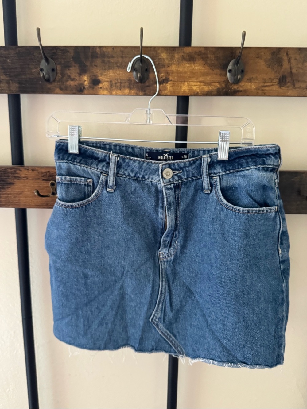 Hollister Medium Blue High-Rise Denim Mini Skirt